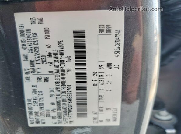 1FT7W2BT8MEE02700 2021 FORD F250 Gray Շարժիչի բաժամունքի տեսք
