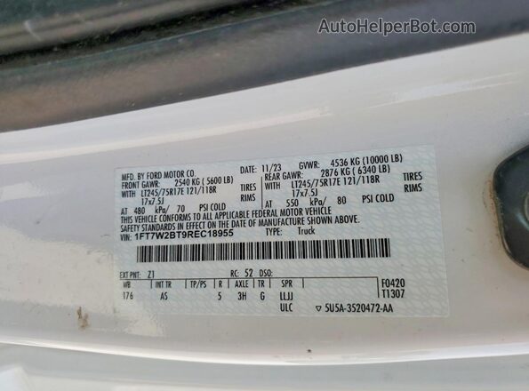 1FT7W2BT9REC18955 2024 FORD F250 White Engine compartment view