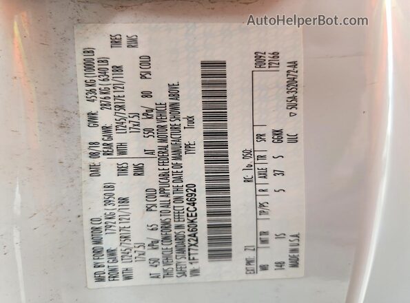 1FT7X2A60KEC46920 2019 FORD F250 White Engine compartment view