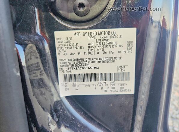 1FT7X2A63GEA59193 2016 FORD F250 Черный Вид подкапотного пространства