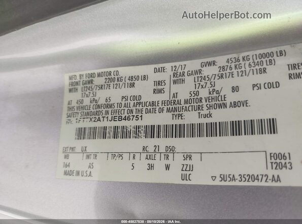1FT7X2AT1JEB46751 2018 FORD F-250 Gray Widok komory silnika