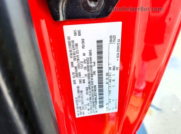 1FT7X2B66LEC74236 2020 FORD F250 Red VIN sticker view