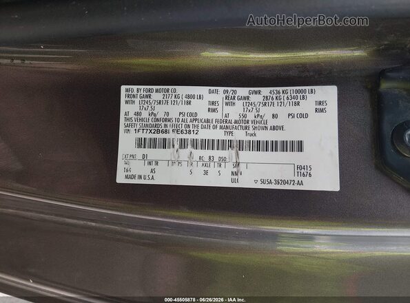 1FT7X2B68LEE63812 2020 FORD F-250 Brown Widok komory silnika
