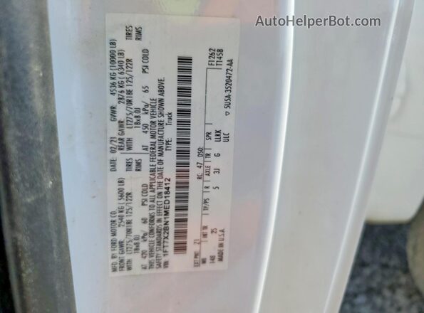1FT7X2BN1MED18412 2021 FORD F250 White ძრავის განყოფილების ხედი