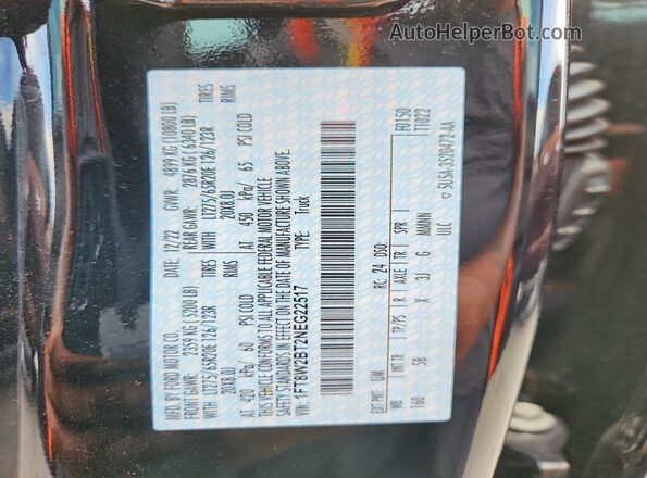 1FT8W2BT2NEG22517 2022 FORD F250 Black VIN sticker view