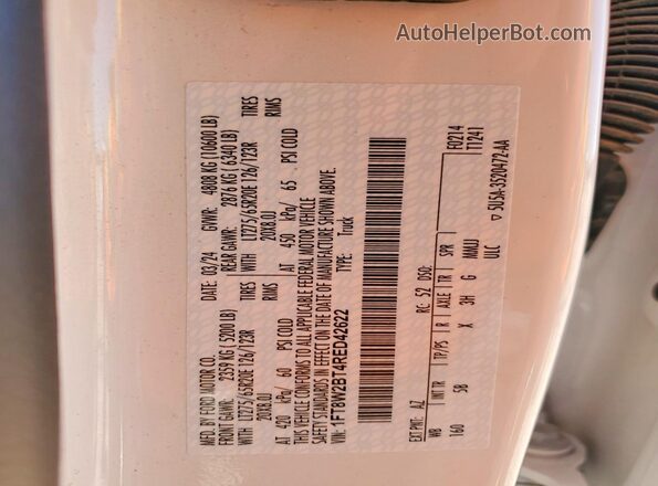 1FT8W2BT4RED42622 2024 FORD F250 White ძრავის განყოფილების ხედი