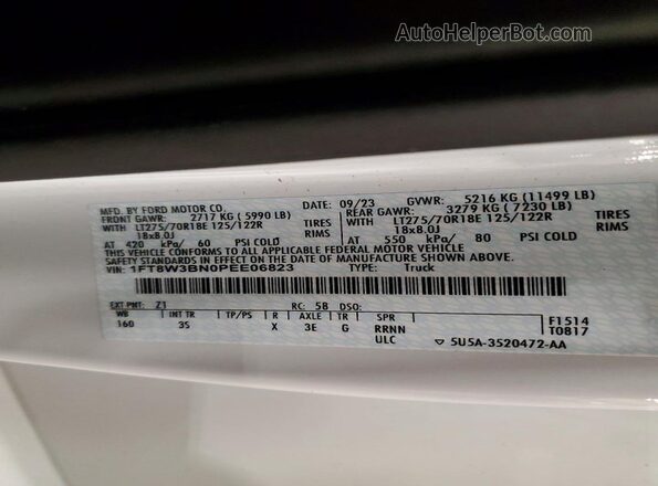 1FT8W3BN0PEE06823 2023 FORD F350 Белый Вид подкапотного пространства