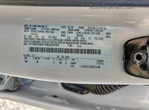 1FT8W3BN7SED22765 2025 FORD F350 Белый Вид подкапотного пространства