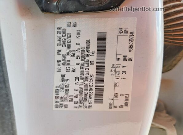 1FT8W3BT0HEC52923 2017 FORD F350 White Widok naklejki z numerem VIN