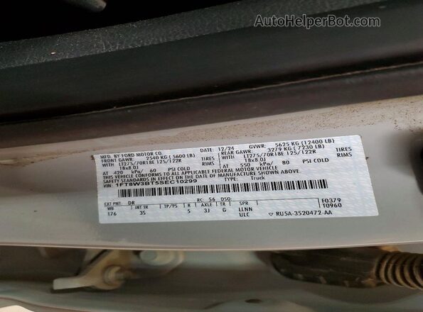 1FT8W3BT5SEC10299 2025 FORD F350 Gray VIN sticker view