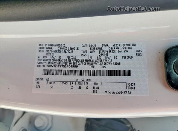 1FT8W3BT7REF04989 2024 FORD F350 White Вид підкапотного простору