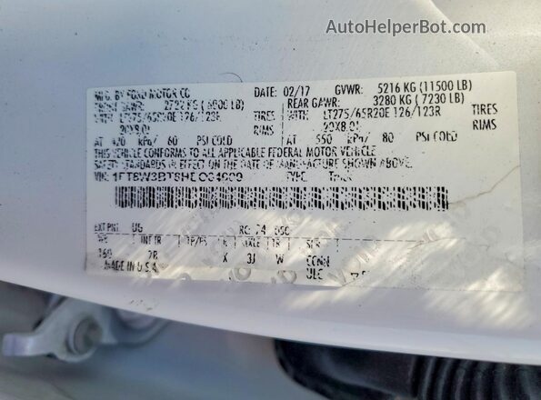 1FT8W3BT8HEC64009 2017 FORD F350 White Vista del compartimento del motor