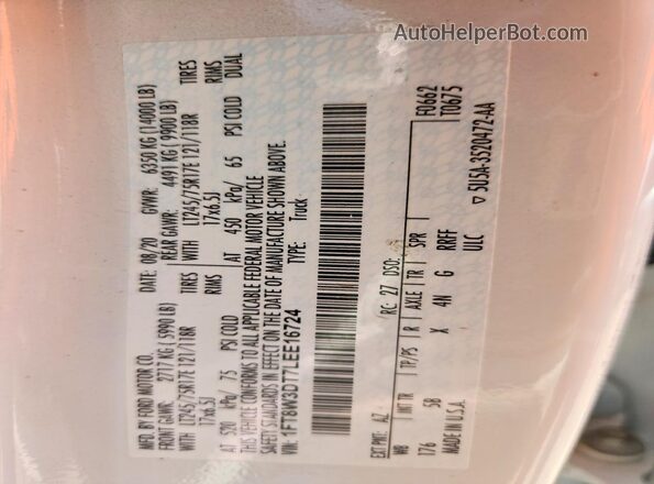 1FT8W3DT7LEE16724 2020 FORD F350 Белый Вид подкапотного пространства