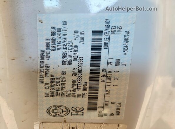 1FT8X3B60MED32563 2021 FORD F350 White Engine compartment view