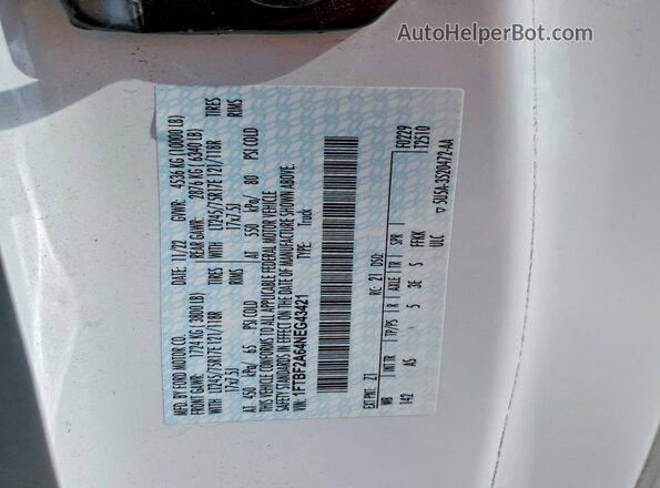 1FTBF2A64NEG43421 2022 FORD F250 White Вид наклейки з VIN-кодом