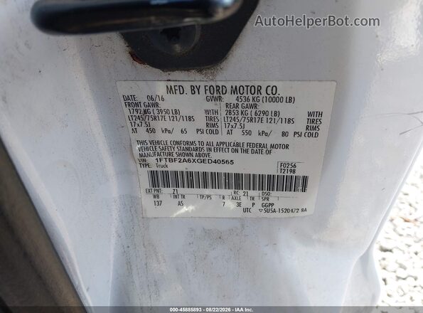 1FTBF2A6XGED40565 2016 FORD F-250 White Engine compartment view