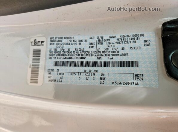 1FTBF2A6XKEC83082 2019 FORD F250 White ძრავის განყოფილების ხედი