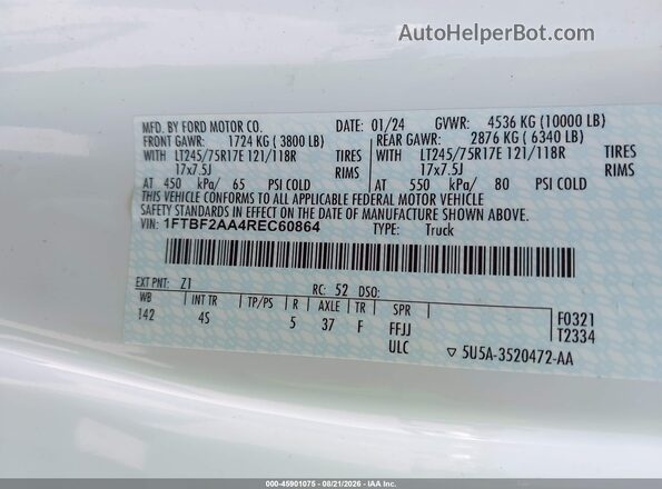 1FTBF2AA4REC60864 2024 FORD F-250 Белый Вид подкапотного пространства