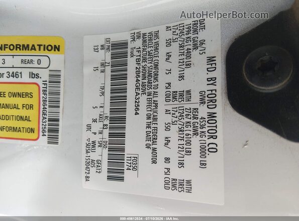 1FTBF2B64GEA32564 2016 FORD F-250 White Widok komory silnika