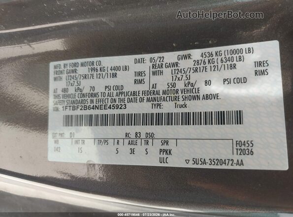 1FTBF2B64NEE45923 2022 FORD F-250 Brown Vista del compartimento del motor