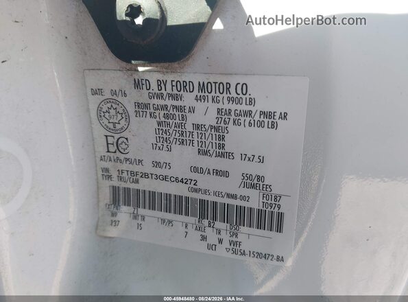 1FTBF2BT3GEC64272 2016 FORD F-250 White Widok komory silnika