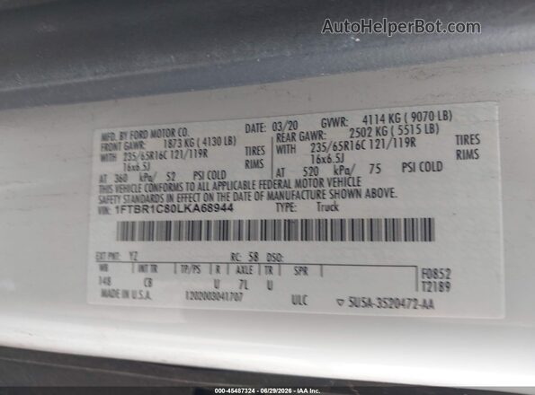 1FTBR1C80LKA68944 2020 FORD TRANSIT-250 Red Engine compartment view