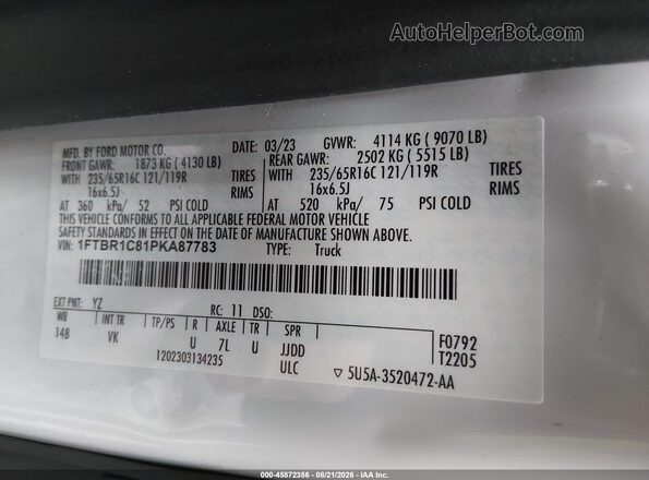 1FTBR1C81PKA87783 2023 FORD TRANSIT-250 Белый Вид подкапотного пространства