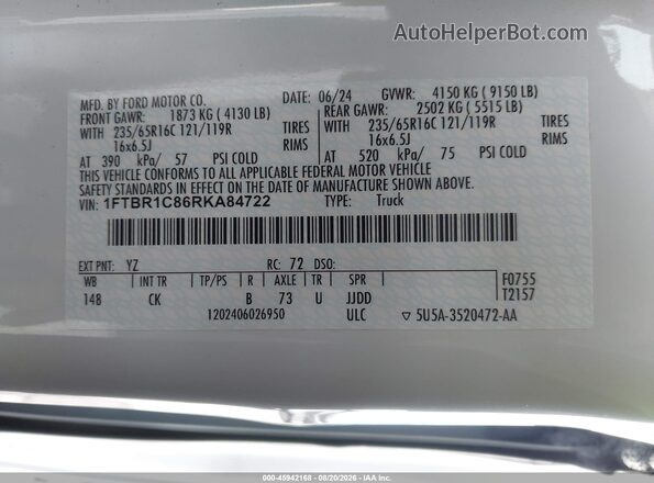 1FTBR1C86RKA84722 2024 FORD TRANSIT-250 White Widok komory silnika