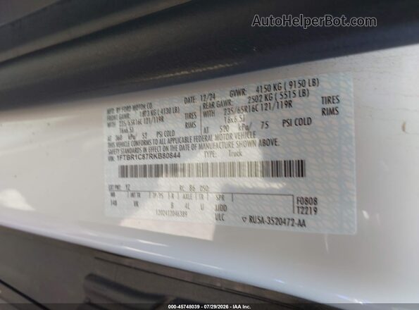 1FTBR1C87RKB80844 2024 FORD TRANSIT-250 Красный Вид подкапотного пространства
