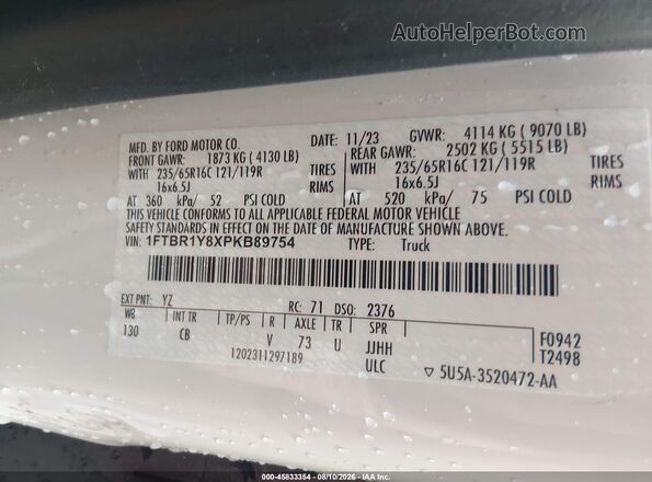 1FTBR1Y8XPKB89754 2023 FORD TRANSIT-250 White Engine compartment view