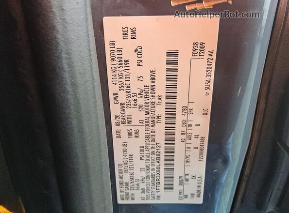 1FTBR3X80LKB02127 2020 FORD TRANSIT Blue Widok naklejki z numerem VIN