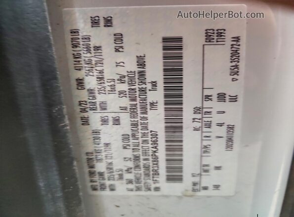 1FTBR3X86PKA96307 2023 FORD TRANSIT Белый Вид наклейки с VIN-кодом