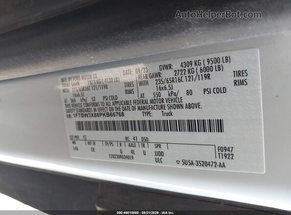 1FTBW3X88PKB66768 2023 FORD TRANSIT-350 White Vista del compartimento del motor