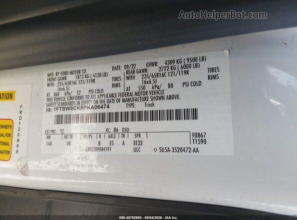 1FTBW9CK8PKA06474 2023 FORD E-TRANSIT-350 White ძრავის განყოფილების ხედი