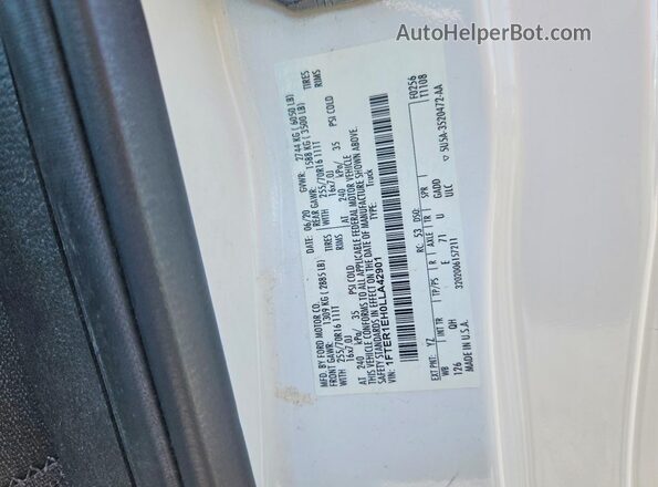 1FTER1EH0LLA42901 2020 FORD RANGER White Widok naklejki z numerem VIN