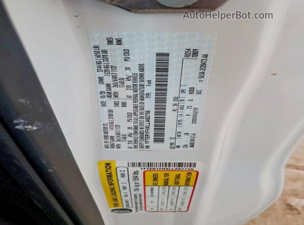1FTER1FHXLLA82756 2020 FORD RANGER White Вид наклейки з VIN-кодом