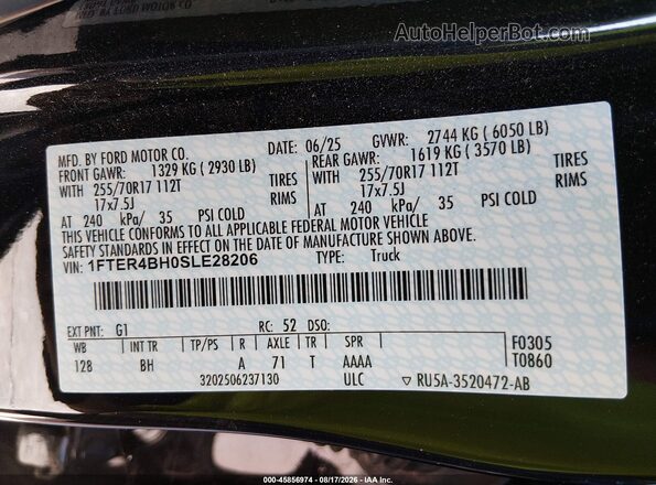 1FTER4BH0SLE28206 2025 FORD RANGER Black Engine compartment view