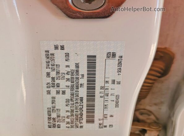 1FTER4BH2RLE12468 2024 FORD RANGER White VIN კოდის სტიკერის ხედი