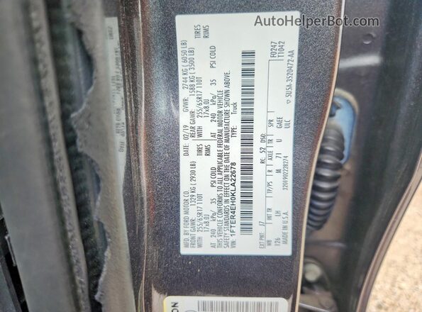 1FTER4EH0KLA22678 2019 FORD RANGER Gray Vista del compartimento del motor
