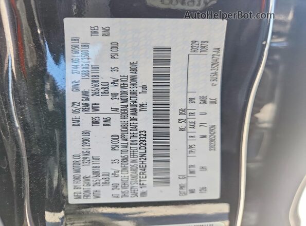 1FTER4EH2NLD29323 2022 FORD RANGER Black ძრავის განყოფილების ხედი