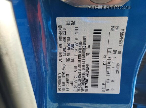 1FTER4EH4MLD88047 2021 FORD RANGER Blue Widok naklejki z numerem VIN
