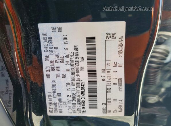 1FTER4EH6MLD64297 2021 FORD RANGER Black Вид наклейки з VIN-кодом