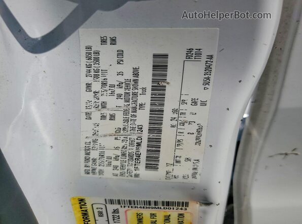 1FTER4EH9MLD01243 2021 FORD RANGER White Вид підкапотного простору