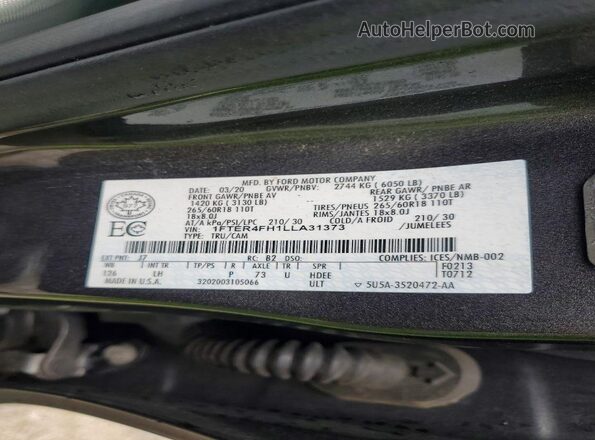 1FTER4FH1LLA31373 2020 FORD RANGER Charcoal Вид підкапотного простору