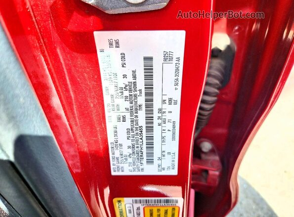 1FTER4FH1LLA35455 2020 FORD RANGER Red Widok komory silnika
