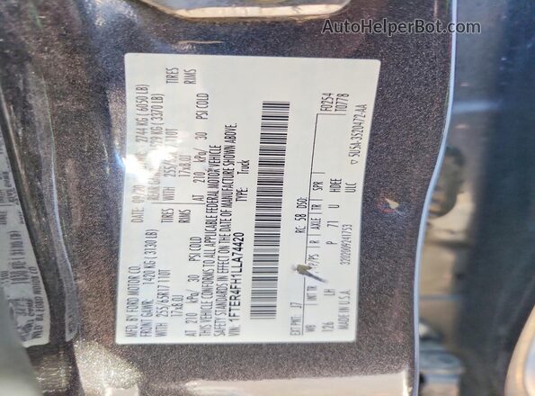 1FTER4FH1LLA74420 2020 FORD RANGER Charcoal Widok komory silnika