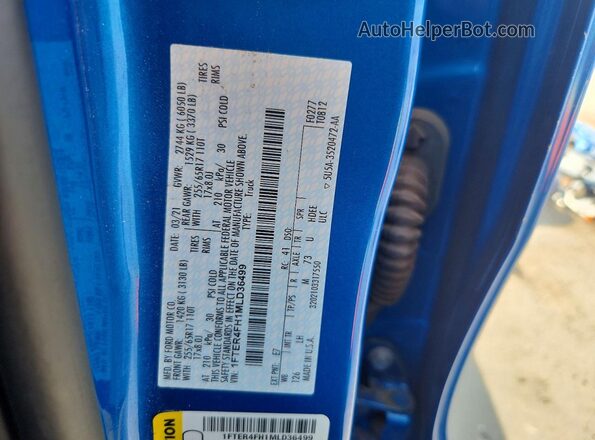 1FTER4FH1MLD36499 2021 FORD RANGER Синий Вид наклейки с VIN-кодом