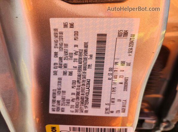 1FTER4FH3LLA33643 2020 FORD RANGER Серебряный Вид подкапотного пространства