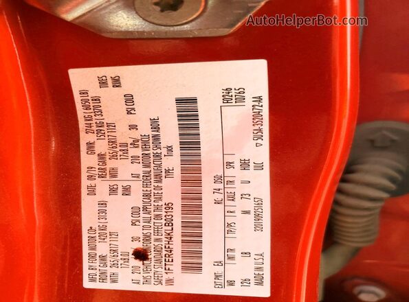 1FTER4FH4KLB03195 2019 FORD RANGER Orange Вид підкапотного простору