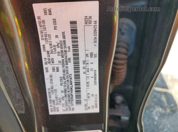 1FTER4FH5KLA91073 2019 FORD RANGER Gray VIN կոդի պիտակի տեսք